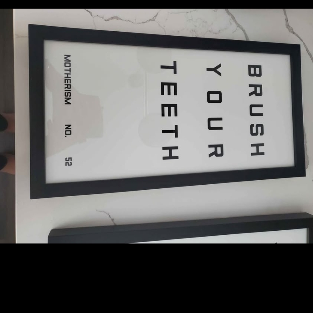 Pottery Barn Black Framed 'Brush Your Teeth' Wall Art
